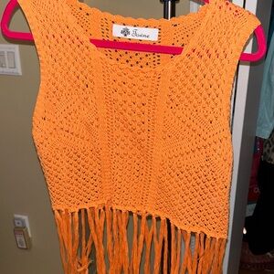 Orange crochet crop top